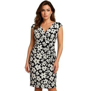 Lauren Ralph‎ Lauren Floral Faux Wrap Jersey Sheath Spring Dress Size 8 NWT
